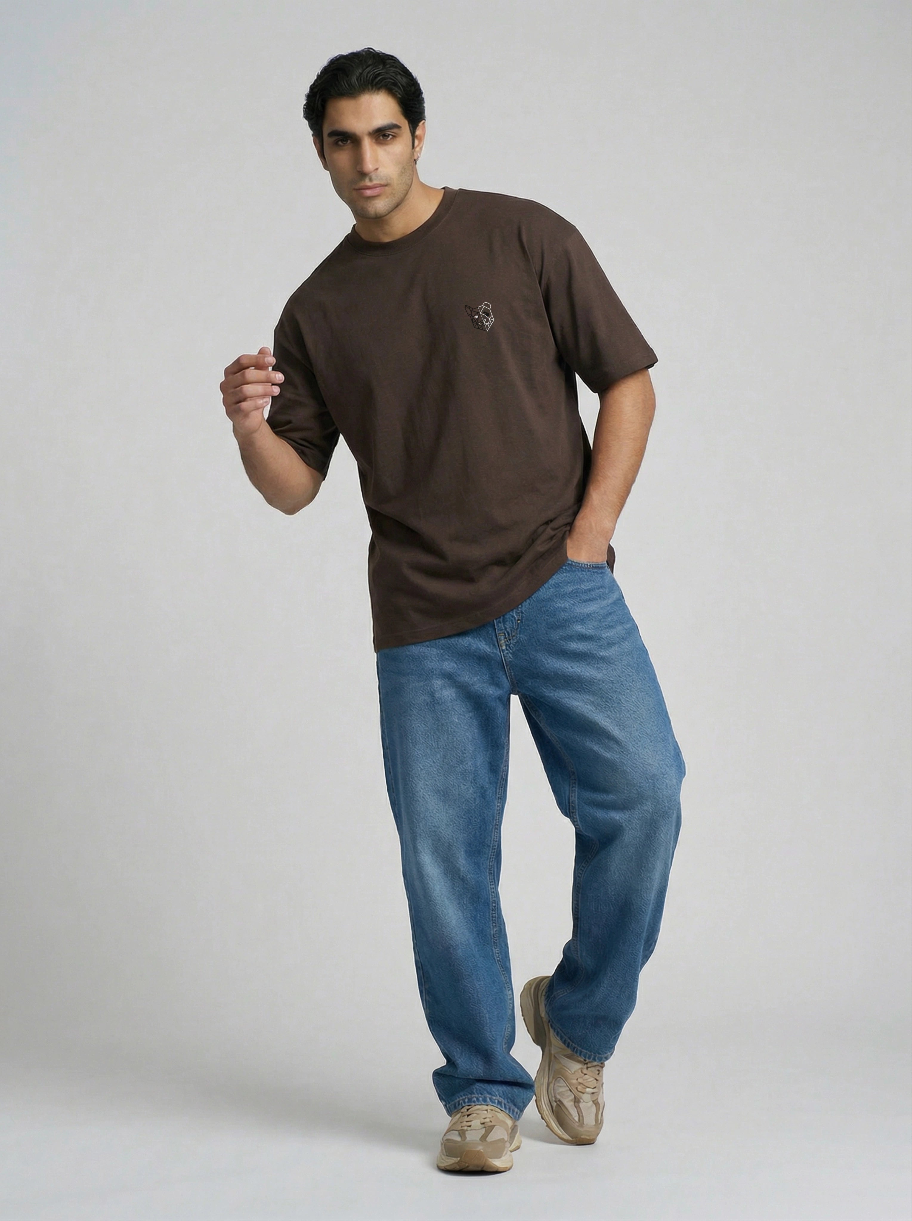 Elongated Oversize T-shirt (Brown)