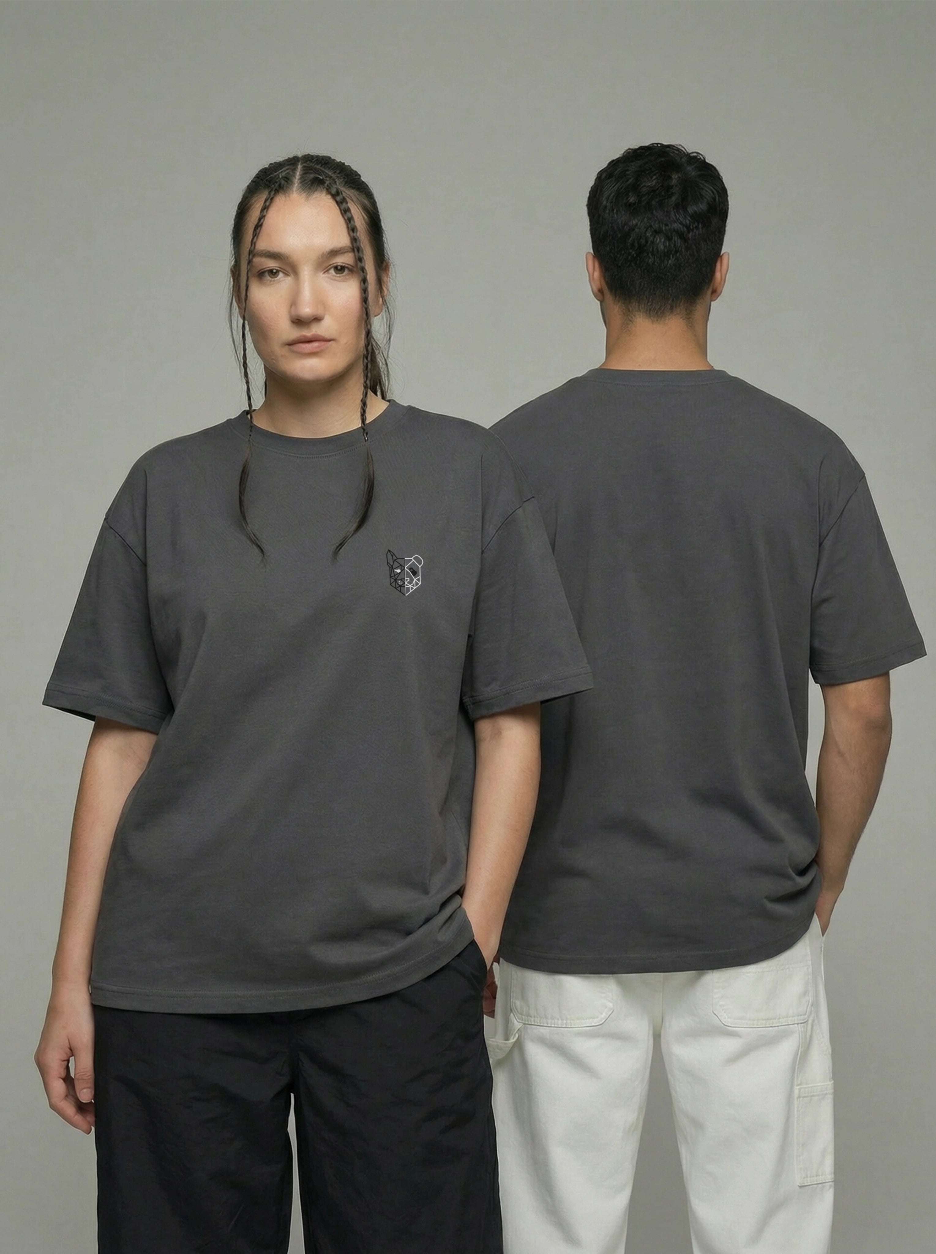 تيشيرت طويل وواسع (رمادي)