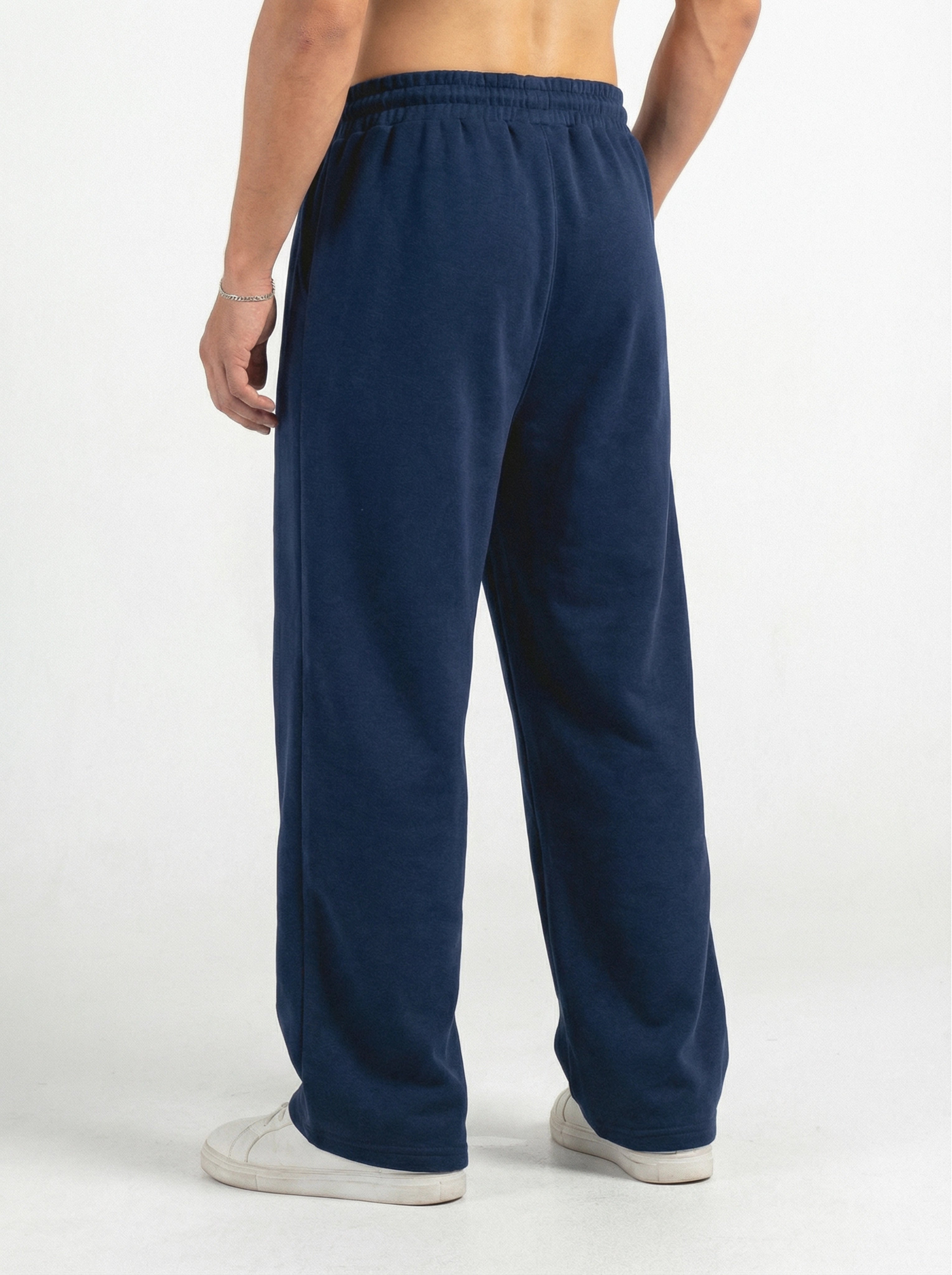 بنطال رياضي واسع الساقين (أزرق داكن)