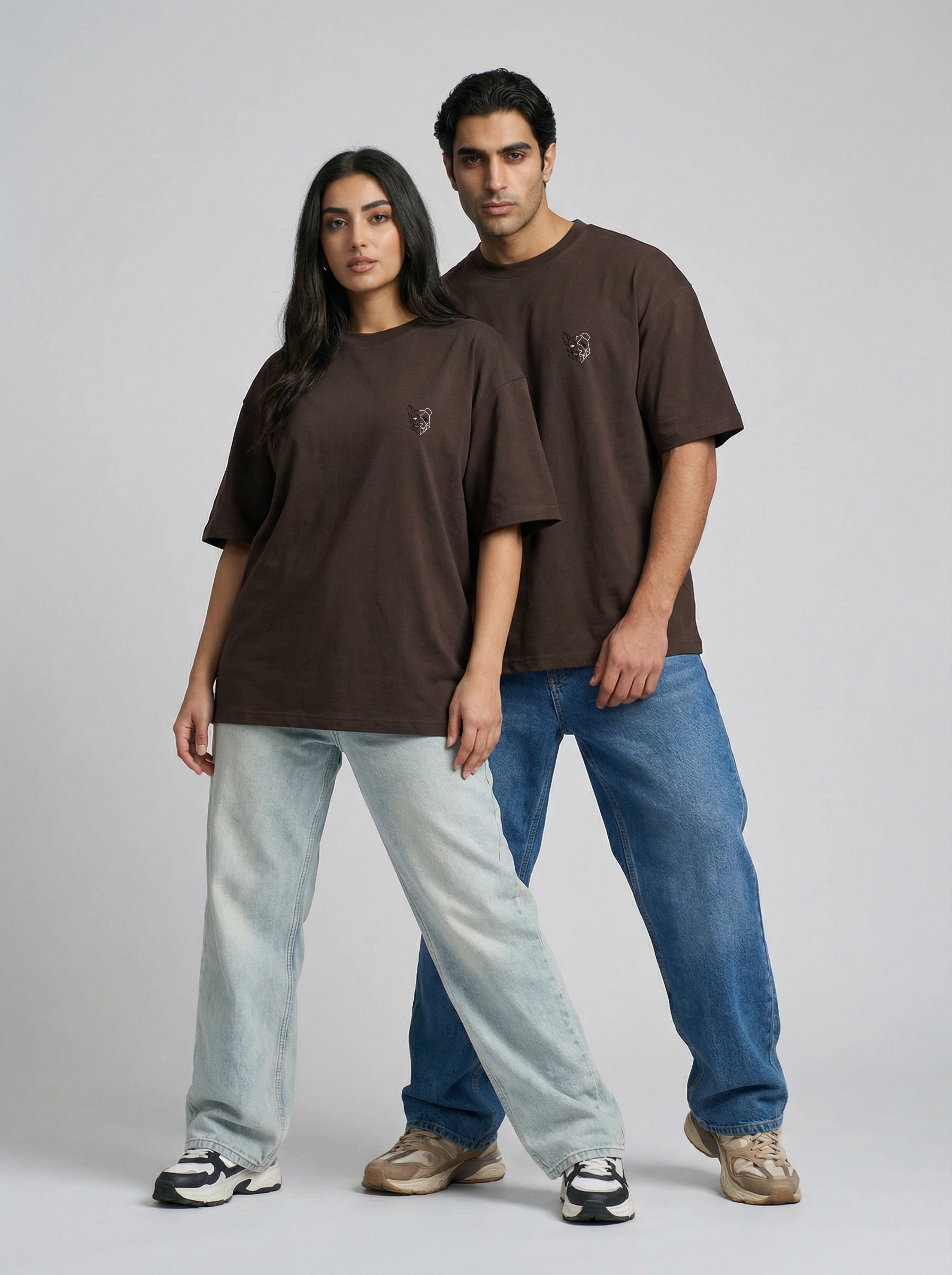 تيشيرت طويل وواسع (بني)