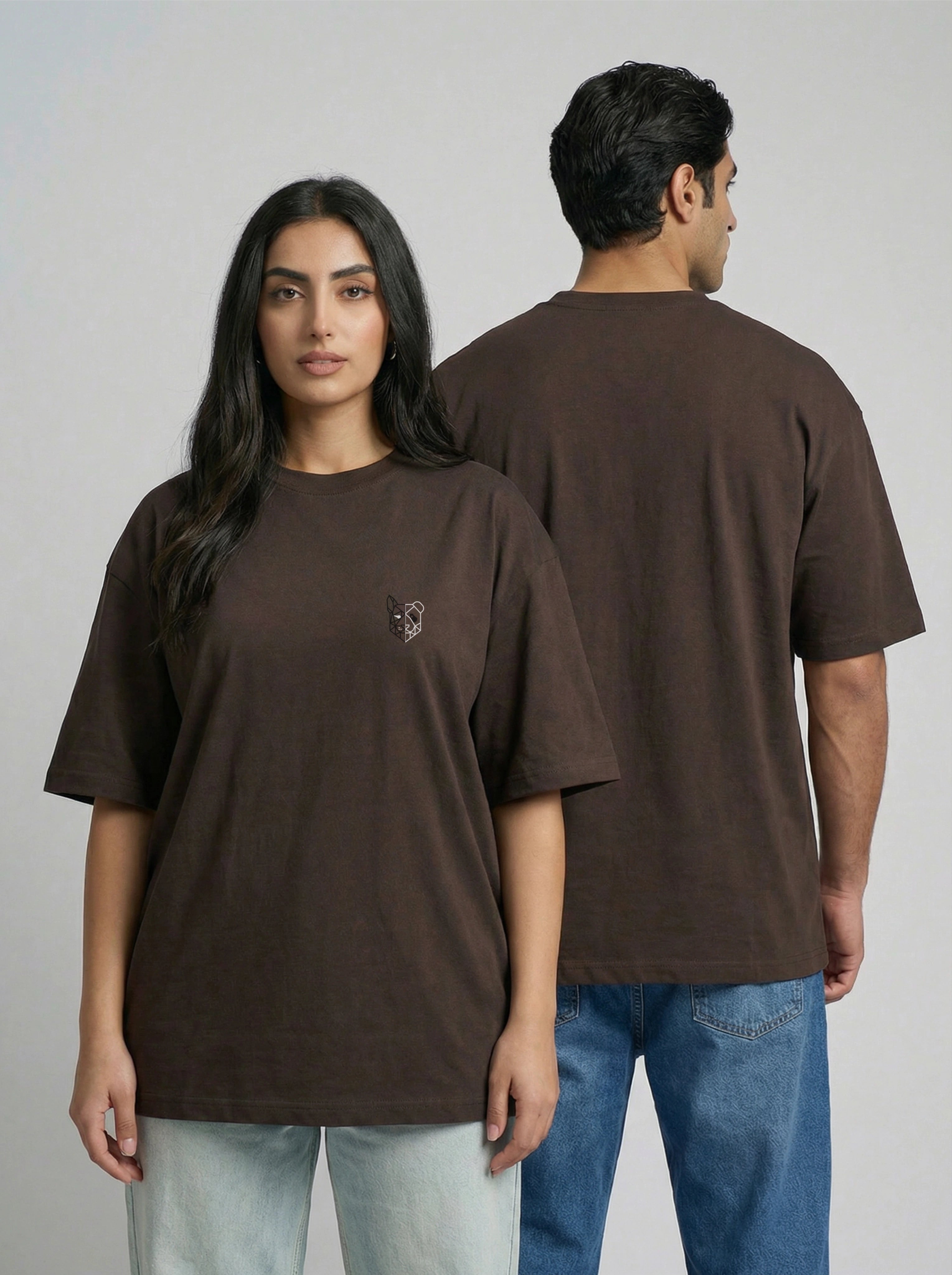 تيشيرت طويل وواسع (بني)