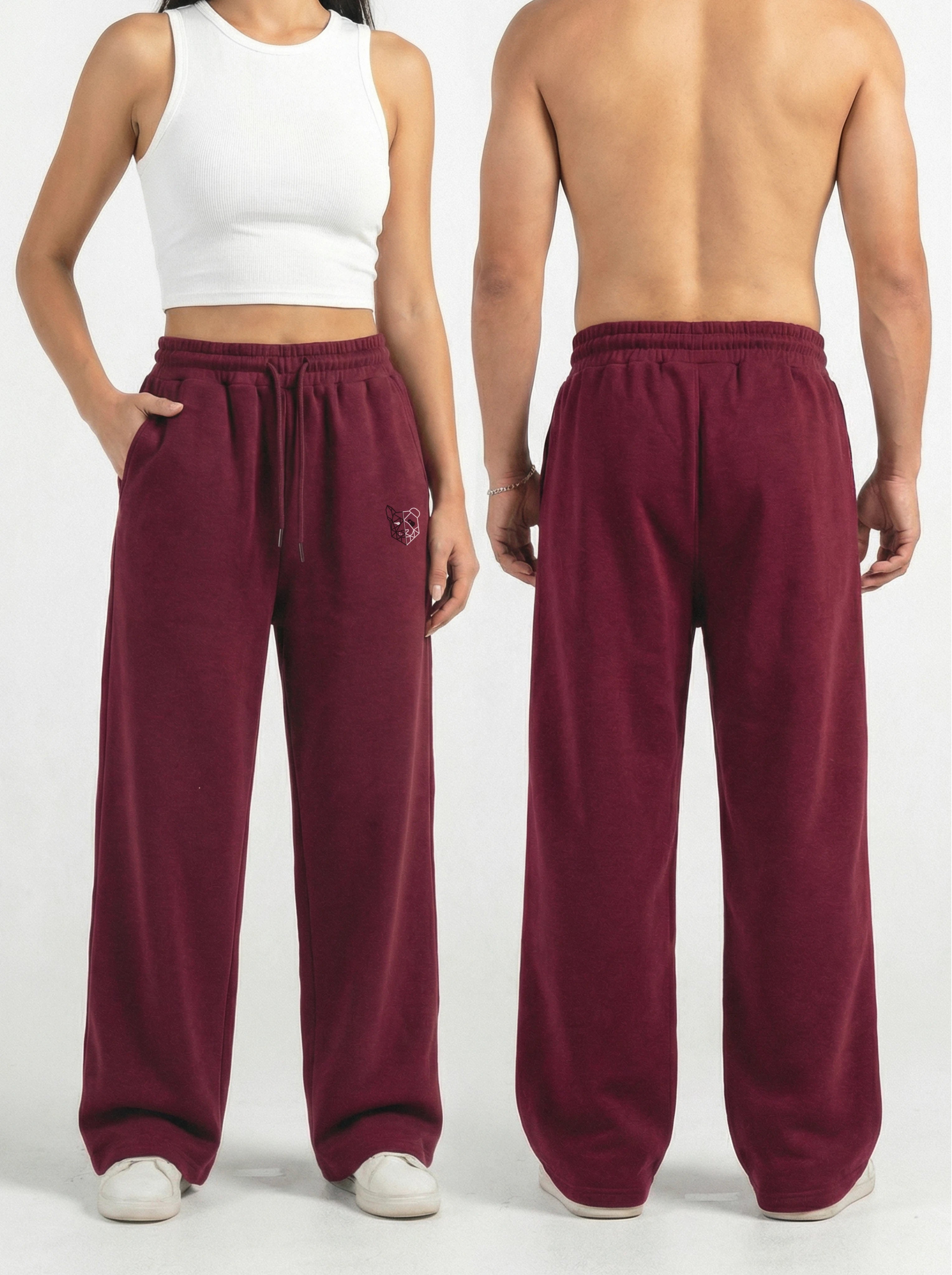 Wide Leg Sweatpants (Maroon)